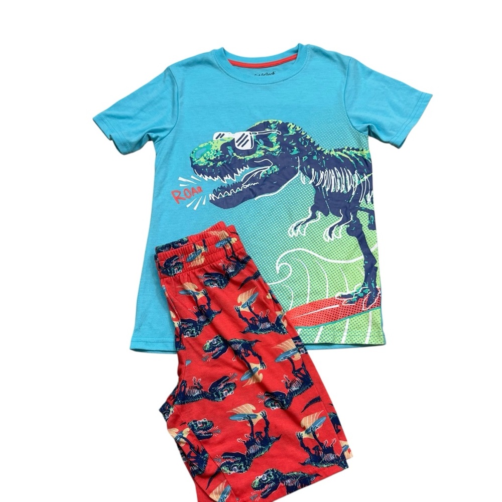 New without Tags Cat & Jack Dinosaur Print Two Piece Pajama‎ Set Medium 8/10